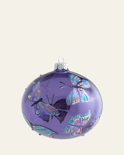Bergdorf Goodman Clear Purple Butterfly Ball Christmas Ornament