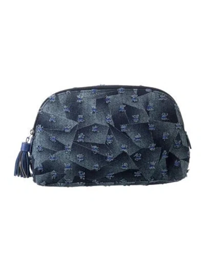 Pre-owned Bergdorf Goodman Cosmetic Bag In Blue