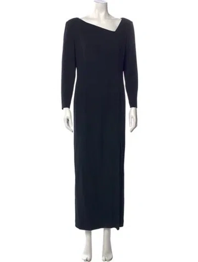 Pre-owned Bergdorf Goodman Cowl Neck Long Dress In Blue