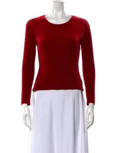 Pre-owned Bergdorf Goodman Crew Neck Long Sleeve Top In Red