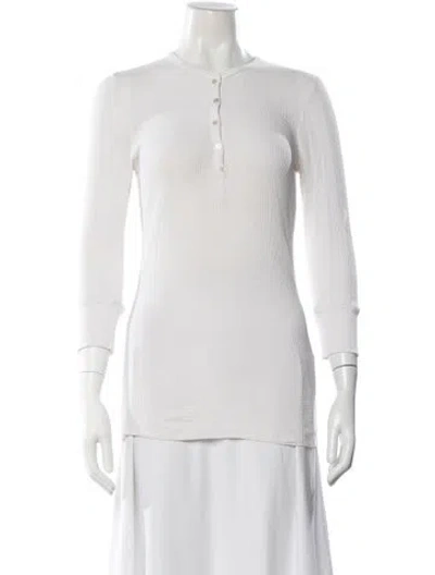 Pre-owned Bergdorf Goodman Crew Neck Long Sleeve Top In White