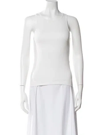 Pre-owned Bergdorf Goodman Crew Neck Sleeveless Top In White