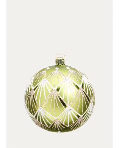 Bergdorf Goodman Deco Glass Ornament In Green