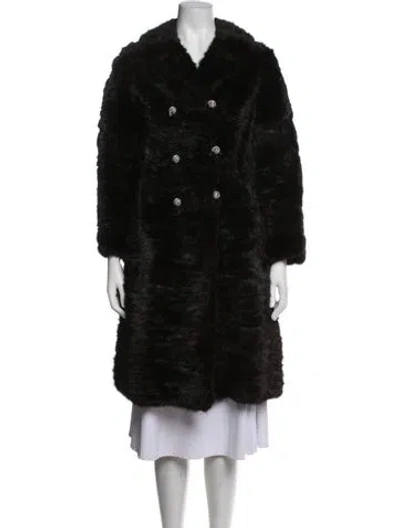 Pre-owned Bergdorf Goodman Faux Fur Faux Fur Coat In Black