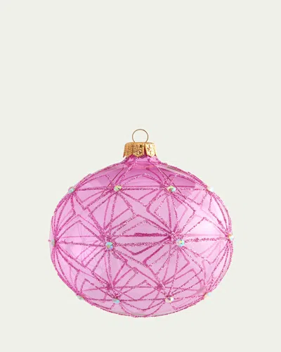 Bergdorf Goodman Fuchsia Art Deco Ball Ornament In Pink
