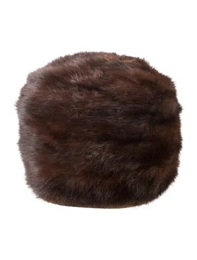 Pre-owned Bergdorf Goodman Fur Pill Box Hat In Brown
