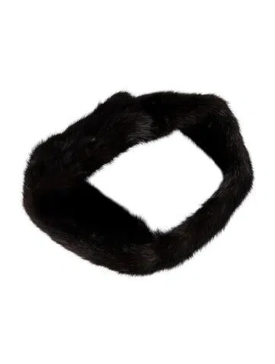 Pre-owned Bergdorf Goodman Fur Velcro Headband In Brown