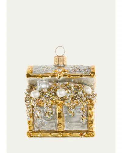 Bergdorf Goodman Glass Treasure Chest Ornament In Multi