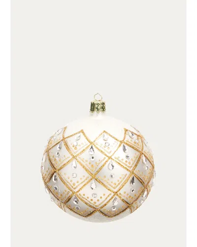 Bergdorf Goodman Glitter Lattice Ball Christmas Ornament In Brown
