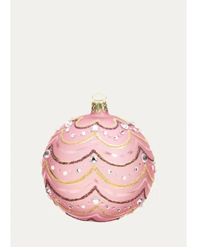 Bergdorf Goodman Glitter Scallops On Pink Ball Christmas Ornament In Multi