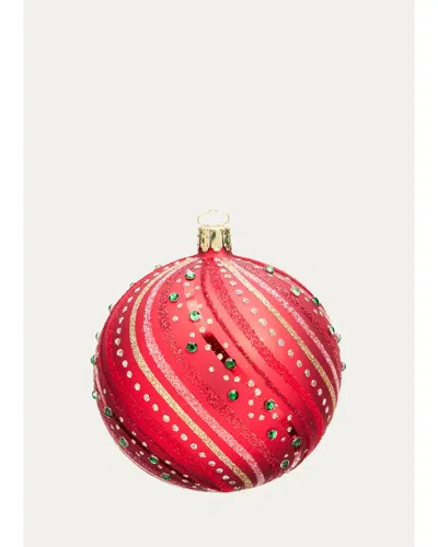Bergdorf Goodman Glitter Swirls On Red Ball Christmas Ornament In Multi