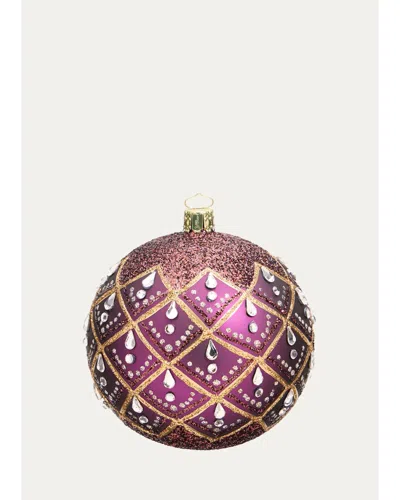 Bergdorf Goodman Glitter-embellished Deep Purple Ball Christmas Ornament