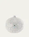 Bergdorf Goodman Glittery Art Deco Ball Ornament In Silver