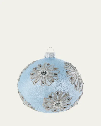 Bergdorf Goodman Glittery Flowers Ball Ornament In Blue