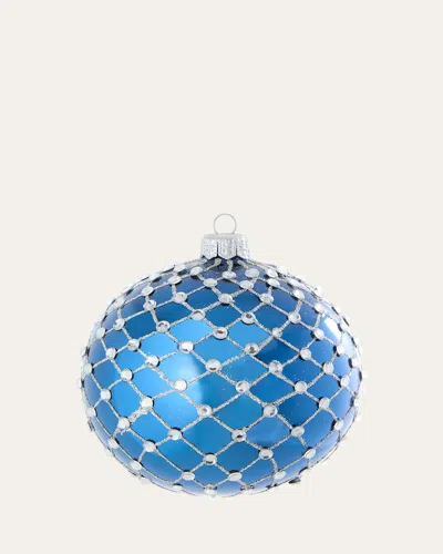 Bergdorf Goodman Glittery Lattice Ball Ornament, Blue