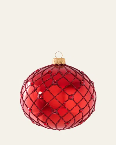 Bergdorf Goodman Glittery Lattice Ball Ornament, Red