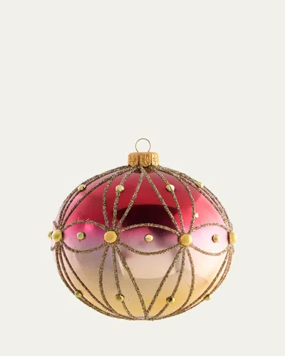 Bergdorf Goodman Glittery Red & Gold Ombre Ball Ornament