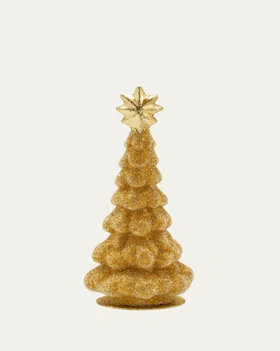 Bergdorf Goodman Gold Beaded Tree With Gold Star Christmas Decoration