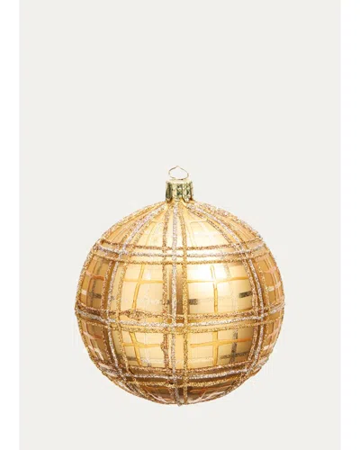 Bergdorf Goodman Gold Plaid Ball Christmas Ornament In Multi