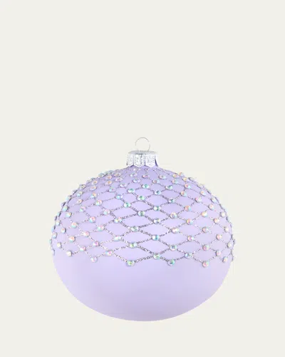 Bergdorf Goodman Iridescent Rhinestones & Glitter Lattice Ball Ornament In Purple