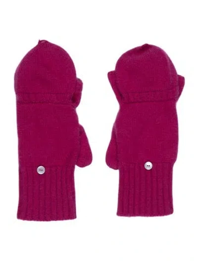 Pre-owned Bergdorf Goodman Knit Mittens In Pink