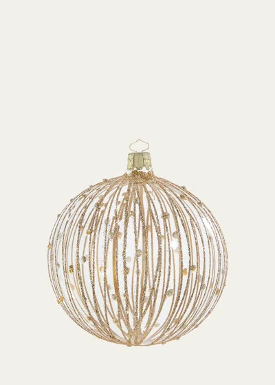 Bergdorf Goodman Kristall Crystal Clear 4" Ball Ornament In Gold