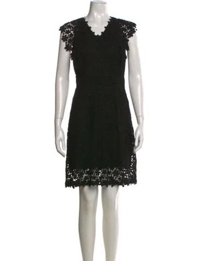 Pre-owned Bergdorf Goodman Lace Pattern Mini Dress In Black