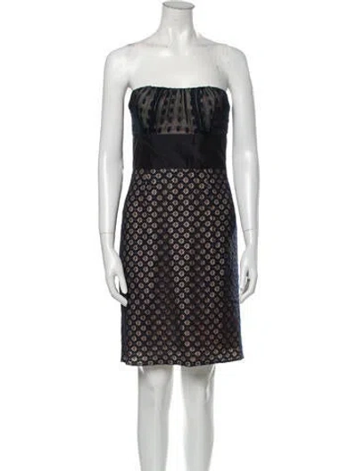 Pre-owned Bergdorf Goodman Lace Pattern Mini Dress In Blue