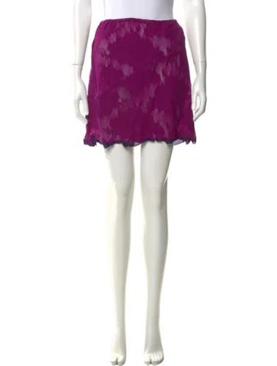 Pre-owned Bergdorf Goodman Lace Pattern Mini Skirt In Purple