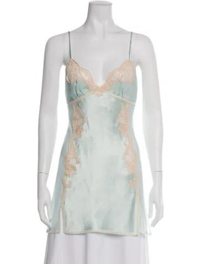 Pre-owned Bergdorf Goodman Lace Pattern Pajamas In Green