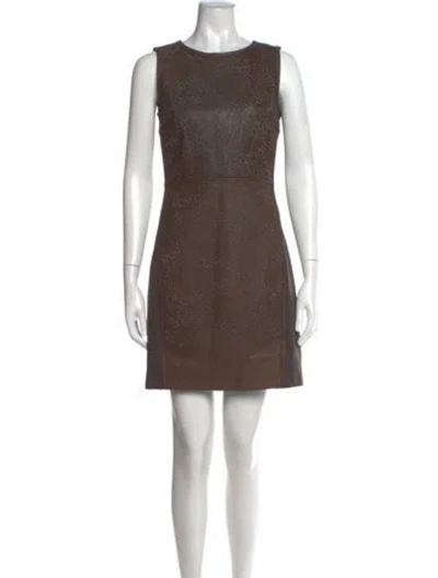 Pre-owned Bergdorf Goodman Lamb Leather Mini Dress In Brown