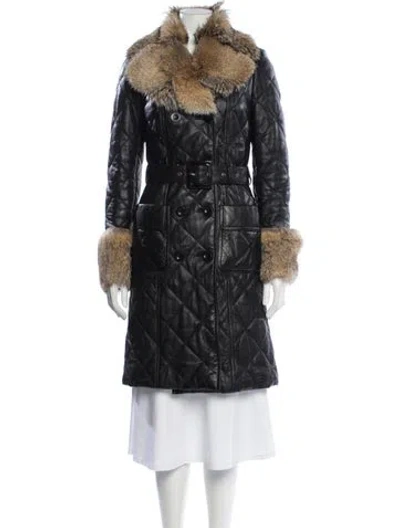 Pre-owned Bergdorf Goodman Lambskin Coat In Black