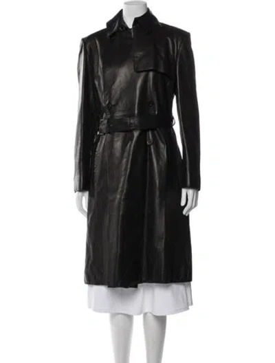 Pre-owned Bergdorf Goodman Lambskin Trench Coat In Black