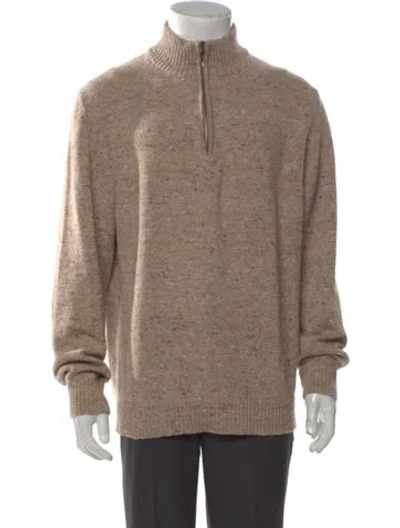Pre-owned Bergdorf Goodman Lambswool Turtleneck Polo Sweater In Neutral