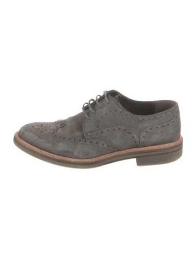 Pre-owned Bergdorf Goodman Leather Brogues In Gray
