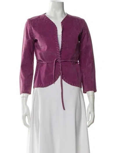 Pre-owned Bergdorf Goodman Leather Evening Jacket In Purple