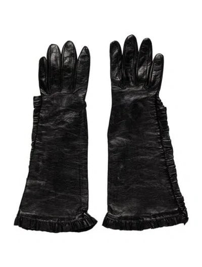 Pre-owned Bergdorf Goodman Leather Gloves In Black