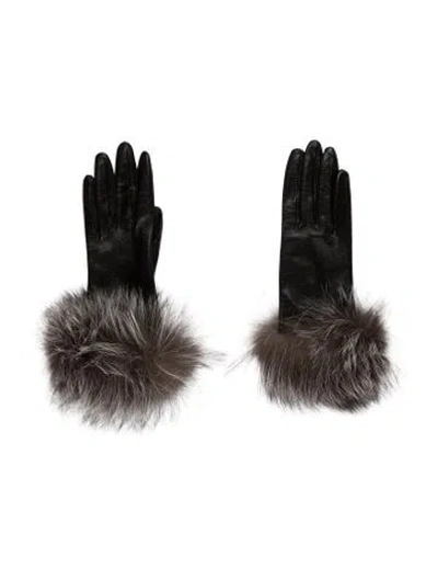 Pre-owned Bergdorf Goodman Leather Gloves In Black