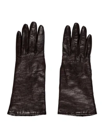 Pre-owned Bergdorf Goodman Leather Gloves In Brown
