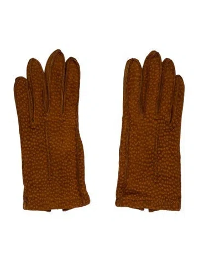 Pre-owned Bergdorf Goodman Leather Gloves In Brown