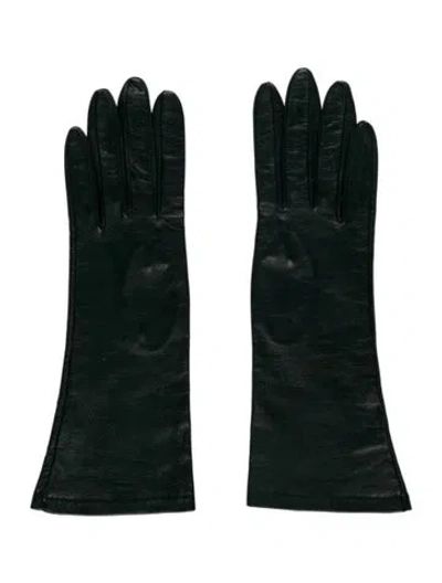 Pre-owned Bergdorf Goodman Leather Gloves In Green