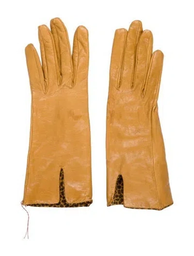 Pre-owned Bergdorf Goodman Leather Gloves In Neutral