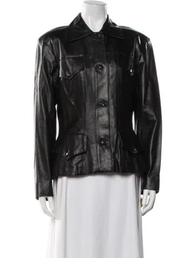 Pre-owned Bergdorf Goodman Leather Jacket In Black