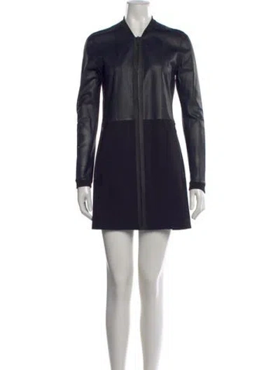 Pre-owned Bergdorf Goodman Leather Mini Dress In Blue
