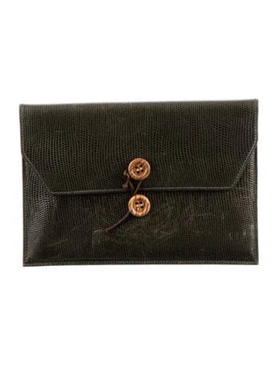 Pre-owned Bergdorf Goodman Leather Portfolio In Black