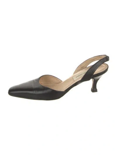 Pre-owned Bergdorf Goodman Leather Slingback Pumps In Neutral