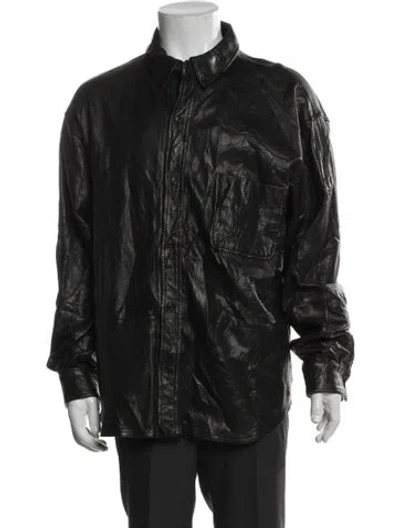 Pre-owned Bergdorf Goodman Leather Windbreaker In Black