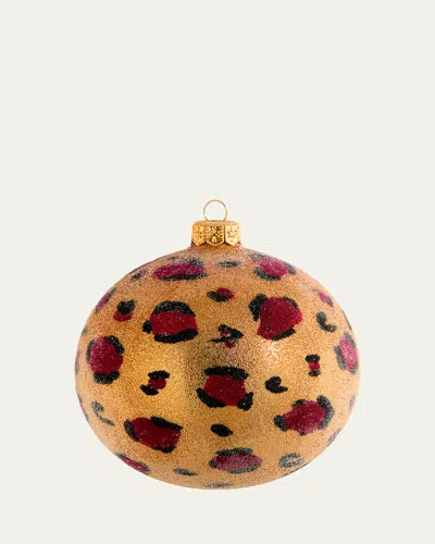 Bergdorf Goodman Leopard Ball Ornament In Orange