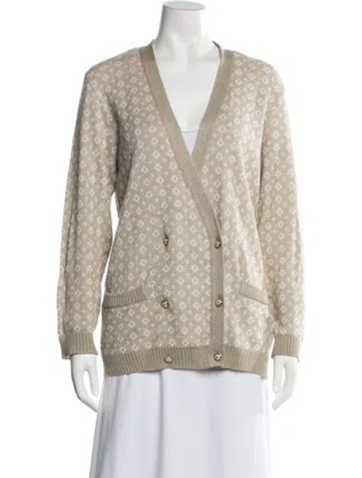 Pre-owned Bergdorf Goodman Linen Patterned Sweater In Neutrals