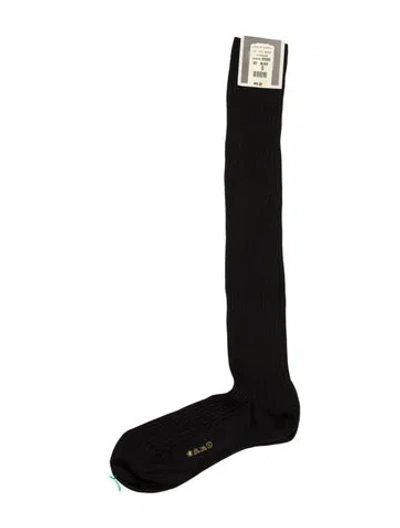 Pre-owned Bergdorf Goodman Long Socks In Black